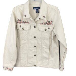 Y2K Denim & Co Women's Light Tan Western Beaded Button Up Shacket Size M